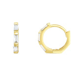 14K Gold Cz Baguette Huggie Earring